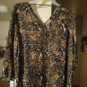 Cato Leopard Print 3/4 sleeve tunic